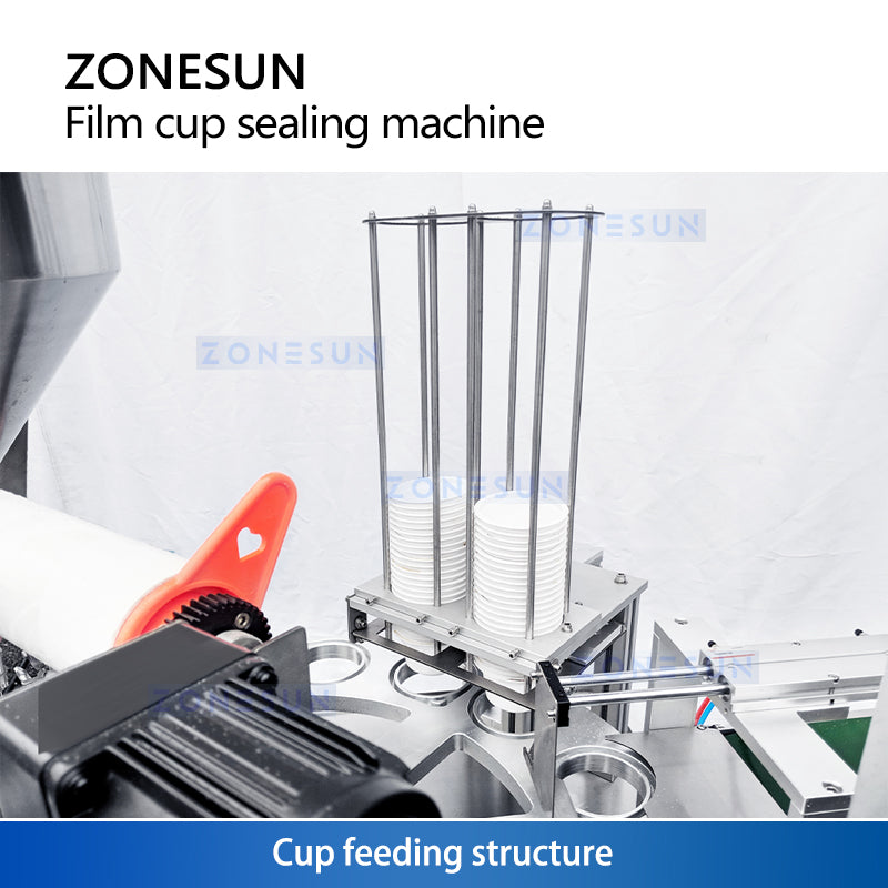 Zonesun ZS-AFS1800 Rotary Cup Filling & Roll Film Sealing Machine Cup Loading