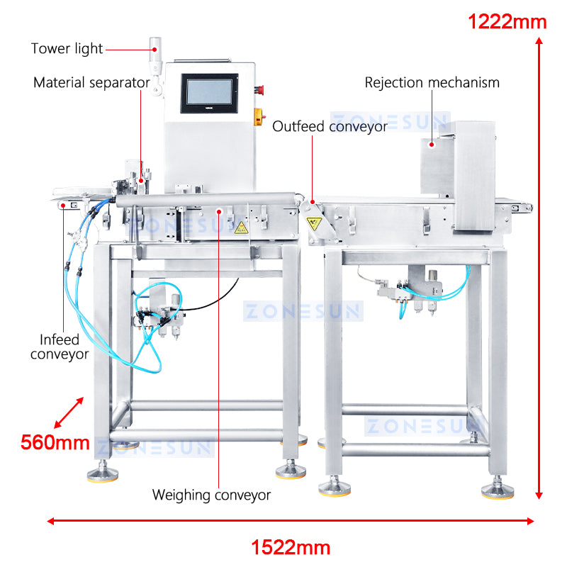 ZONESUN ZS-MD210 Industrial Check Weigher Machine Inline Checkweigher