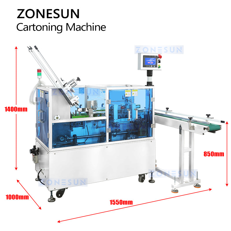 Zonesun ZS-KW080 Top Loading Cartoner Dimensions