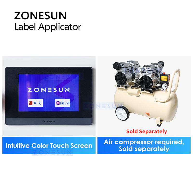 Zonesun ZS-TB805 Oval Bottle Label Applicator Controls