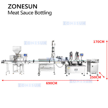 ZONESUN ZS-FAL180B5 Meat Sauce Bottling Line Thick Paste Filling and Capping Machine