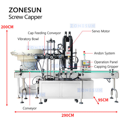 ZONESUN ZS-XG445 Bomba de gatilho automático para tampar garrafas com alimentador vibratório de tampa