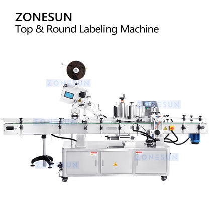 ZONESUN ZS-TB822P Automatic Labeling Machine Bottle Top and Body Label Applicator