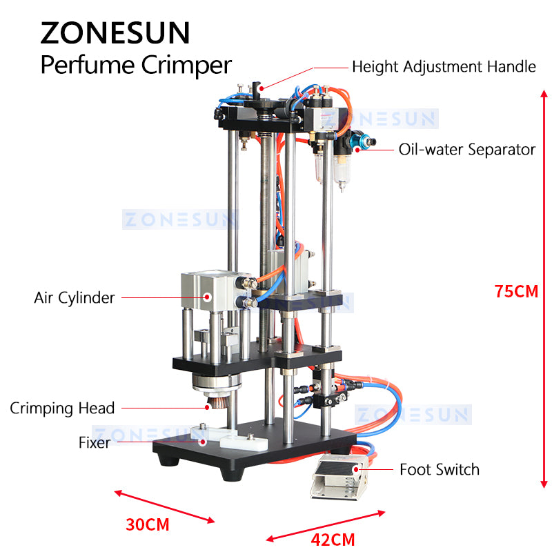 Zonesun Perfume Crimper ZS-YG08Z Dimension