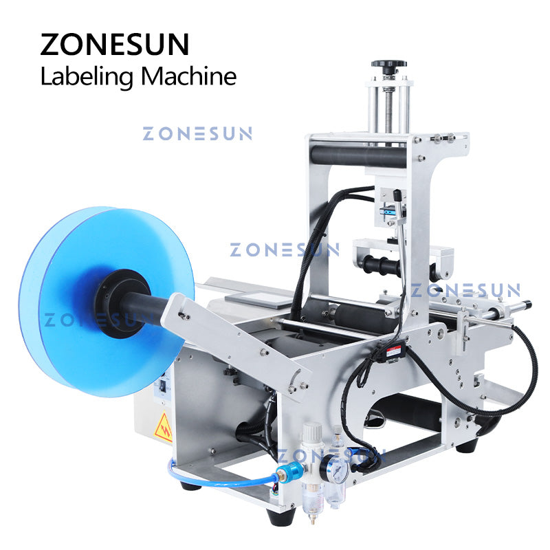 ZONESUN ZS-TB101 Slideway Single/Double Side Round Bottle Labeling Machine with Unloading Slide