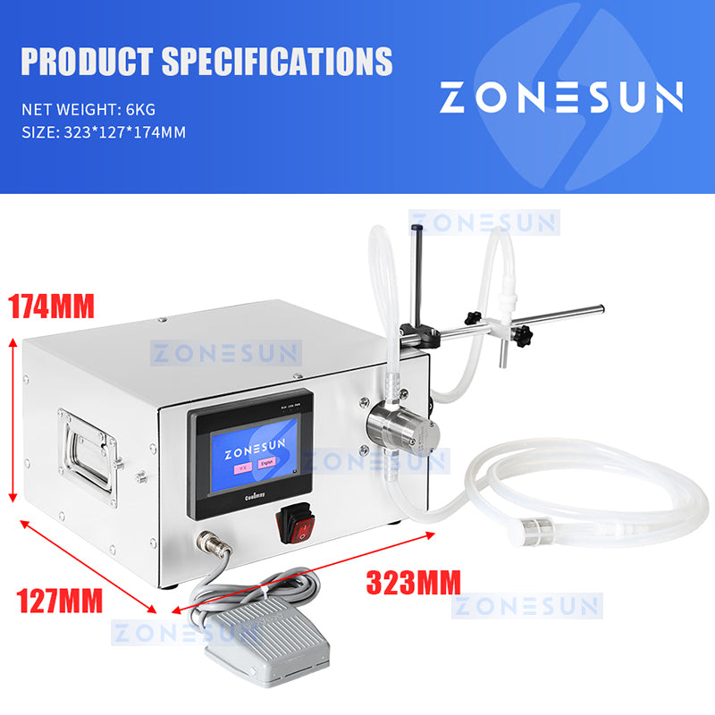 Zonesun ZS-MPZ1 Bottle Filler Specifications