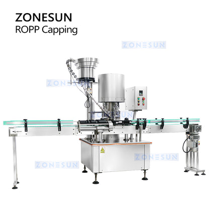 ZONESUN Automatic ROPP Capping Machine Cap Sealing Roll On Pilfer Proof Bottle Closure System Olive Oil Packaging ZS-XG440C4