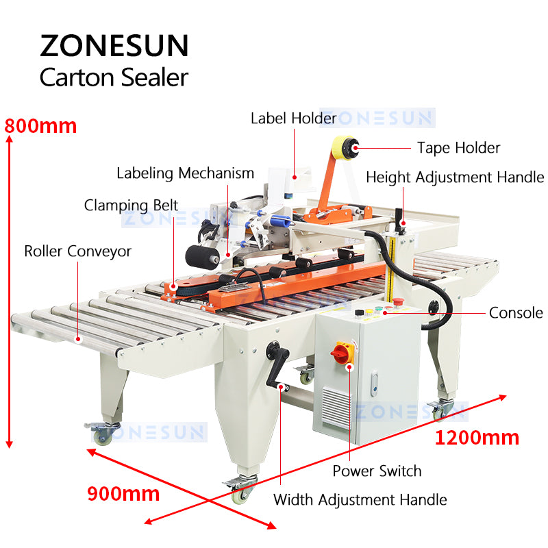 ZONESUN Automatic Carton Sealer Integrated Labeling Machine Express Parcel Sealing Product Packaging Machine ZS-FKC4650