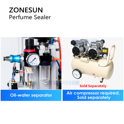 ZONESUN ZS-YG08 13/15/18/20mm Máquina pneumática para tampar perfume
