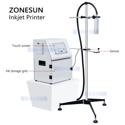 Máquina de codificación de fecha de inyección de tinta multilingüe de mesa ZONESUN ZS-TIP15