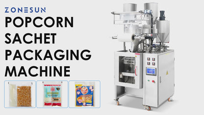 ZONESUN VFFS Packaging Machine Vertical Form Fill Seal Popcorn Portion Packs Oil Salt Kit Packing Equipment Cup Filling ZS-FS01