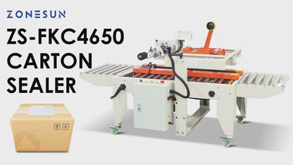 ZONESUN Automatic Carton Sealer Integrated Labeling Machine Express Parcel Sealing Product Packaging Machine ZS-FKC4650