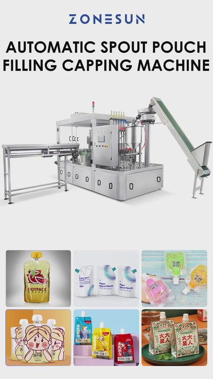 ZONESUN Automatic Spout Pouch Filling and Capping Machine Doypack Stand Up Bag Jelly Food Beverage Packaging Equipment ZS-AFC6YL