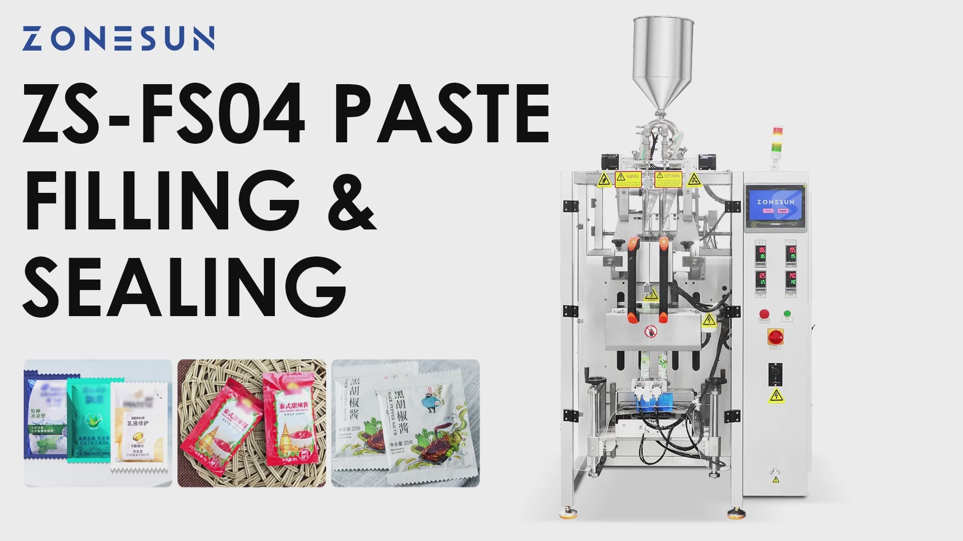 Zonesun ZS-FS04 Dual Lanes Sachet VFFS Packaging Machine Video