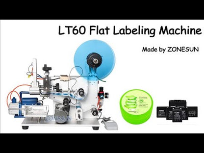 ZONESUN LT-60 máquina de etiquetagem plana pneumática semiautomática para etiqueta transparente normal