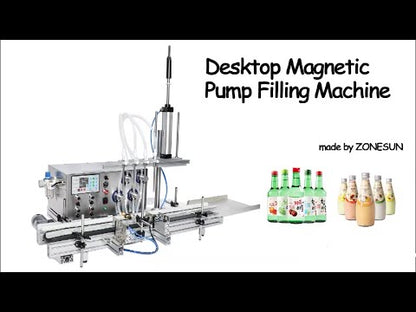 ZONESUN ZS-DTMP4D 4 Diving Nozzles Magnetic Pump Liquid Filling Machine With Conveyor