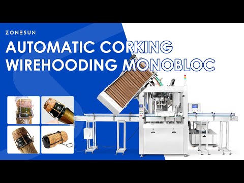ZONESUN ZS-YG17 Automatic Wine Corking Machine and Wire Hooding Monobloc