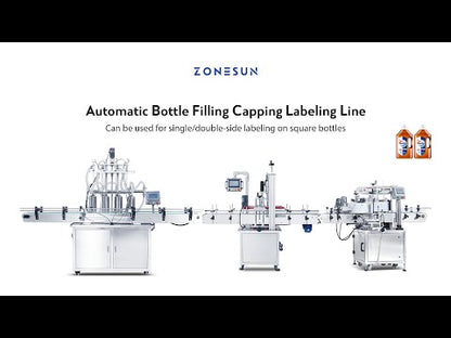 ZONESUN ZS-FAL180X8 4 Heads Piston Pump Liquid Filling Capping Square Bottle Double Sizes Labeling Machine