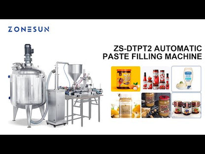 ZONESUN ZS-DTPT2 Máquina automática de enchimento de pasta de bomba de pistão pneumática com tanque de mistura e bomba de alimentação 