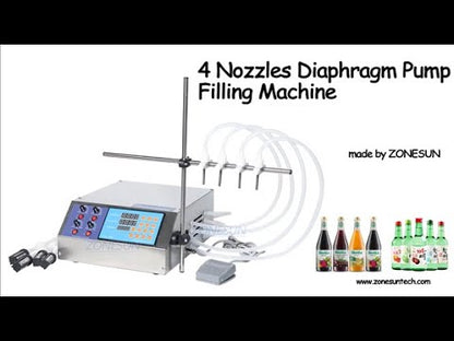 Máquina de enchimento de líquidos com bomba de diafragma ZONESUN 4 bicos
