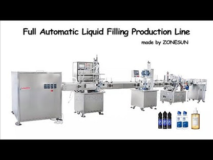 ZONESUN Fully Automatic 4 Heads Magnetic Pump Round Bottles Liquid Filling Capping Labeling Machine