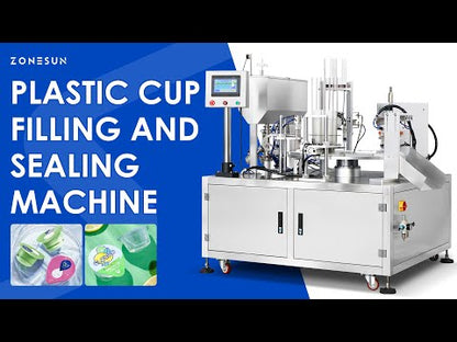 ZONESUN Fully Automatic Cup Filling and Sealing Machine Liquid Jelly Cream Beverage Cosmetics Food Packaging ZS-AFS02