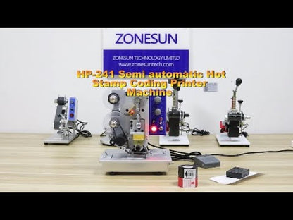 ZONESUN HP-241B Máquina de impressão de código de fita de carimbo elétrico semiautomática