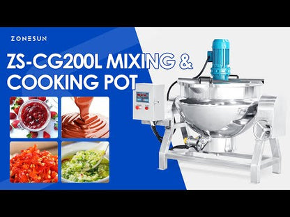 ZONESUN ZS-CG200L Industrial Cooker with Mixer and Heater Agitator for Meat Food Precooked Meals