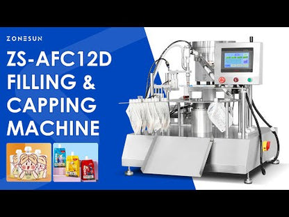 ZONESUN Automatic Spout Pouch Filling Machine Liquid Bag Filler Sealing Packing Vibratory Bowl Feeder Doypack ZS-AFC12D