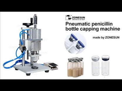 ZONESUN 13/15/20mm Botella de penicilina neumática Máquina de tapado de plástico y aluminio 
