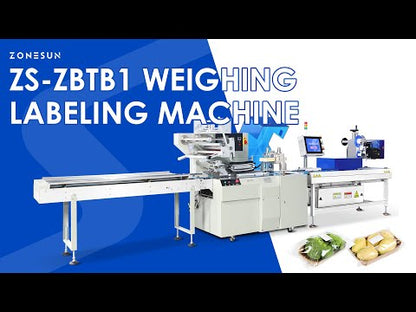 Zonesun ZS-ZBTB1 Horizontal Flow Wrapper with Weigh-Price Labeler