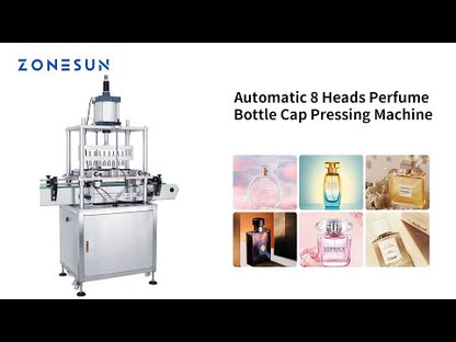 ZONESUN ZS-YG10 Máquina automática de tampar frascos de perfume de 8 cabeças com esteira