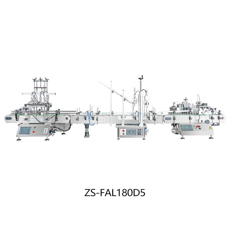ZONESUN ZS-DPCL2/ZS-FAL180D5 Línea de producción de etiquetado de botellas redondas, tapado y llenado de líquidos personalizado