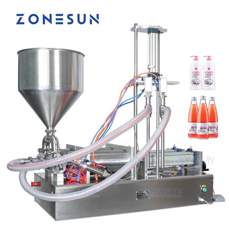 ZONESUN ZS-GTD2 1000-5000ml 2 bicos de mergulho máquina de enchimento de pasta
