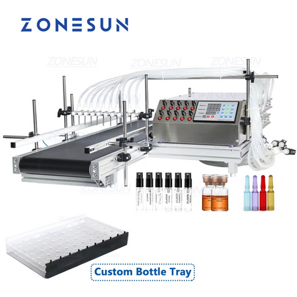 ZONESUN ZS-DTPP10B Desktop 10 Heads Peristaltic Pump Liquid Filling Machine With Conveyor