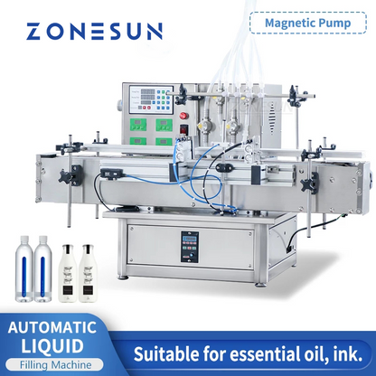 ZONESUN ZS-DTMP4Y Máquina automática de llenado de líquidos con bomba magnética de 4 cabezales 