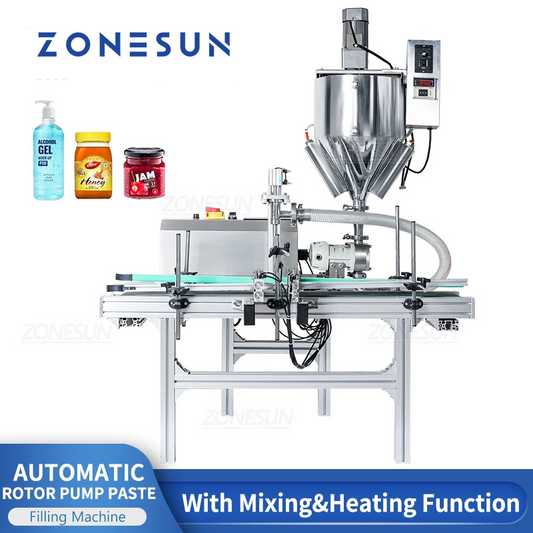 ZONESUN ZS-DTGT900M Máquina automática de llenado de líquido de pasta de bomba de rotor con calentador mezclador