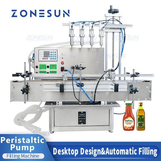 ZONESUN ZS-DTPP4E Máquina neumática de llenado de líquidos con bomba peristáltica de 4 boquillas 