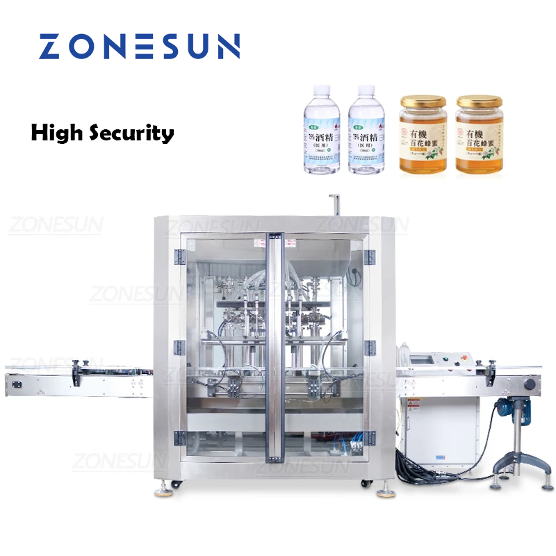 ZONESUN ZS-VTFM1 100-1000ml Máquina automática de enchimento de pasta líquida à prova de explosão de 6 cabeças