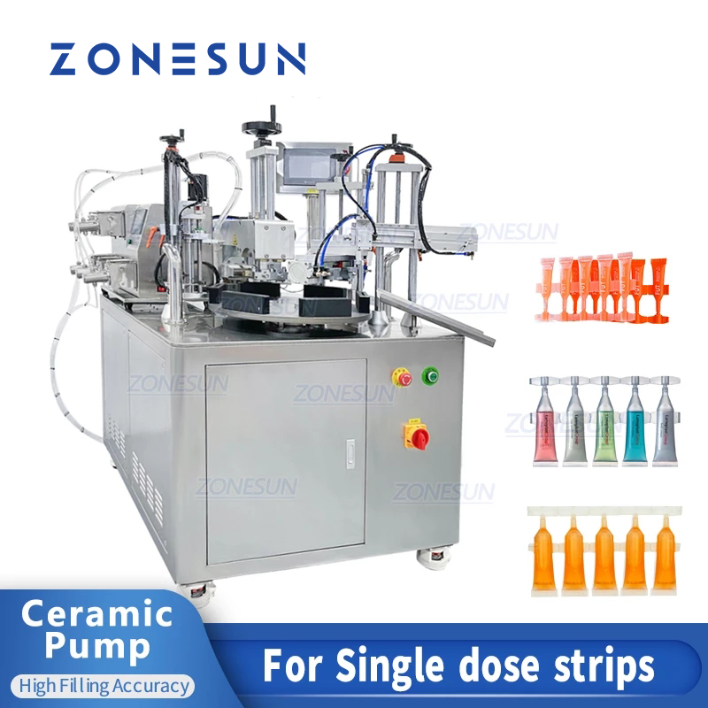 ZONESUN ZS-FS50U 4 Heads Ceramic Pump Sofu Tube Liquid Filling Sealing Machine