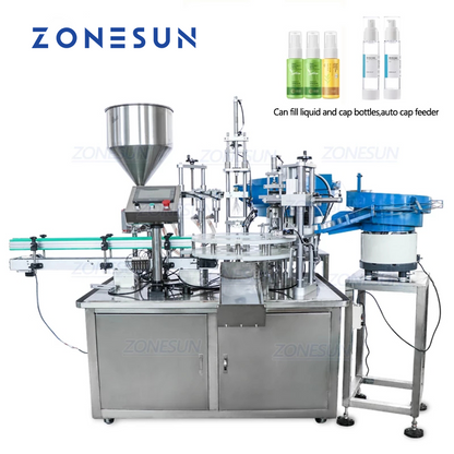 ZONESUN ZS-AFC2 Máquina automática de llenado y tapado de pasta con alimentador de tapas
