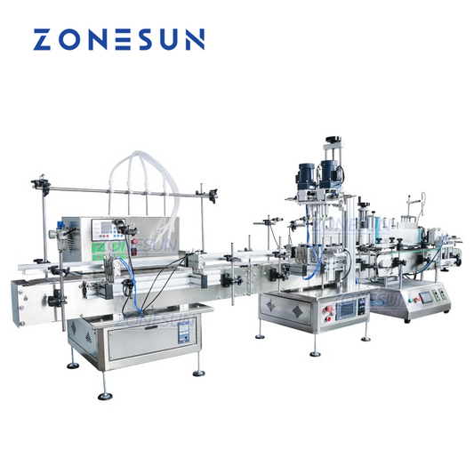 Máquina de rotulagem de garrafas redondas ZONESUN Desktop 4 bicos de enchimento de líquido e posicionamento