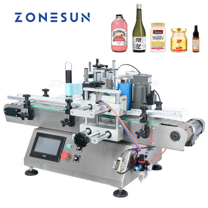 ZONESUN ZS-TB500 Máquina de etiquetado y posicionamiento de botellas redondas de doble cara con codificador de fecha
