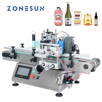 ZONESUN ZS-TB500 Posicionador e etiquetador de garrafa redonda de lado duplo com codificador de data