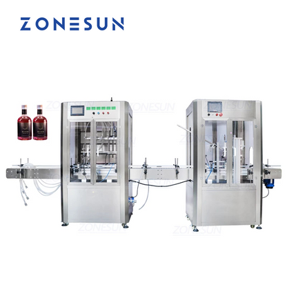 ZONESUN 6 Head Liquid Filling And Cork Pressing Capping Machine With Dust Cover