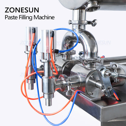 Máquina de llenado de pasta semiautomática de 2 cabezales ZONESUN con mezclador 