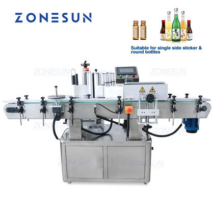 Etiquetadora automática de botellas redondas ZONESUN ZS-TB200 con codificador de fecha