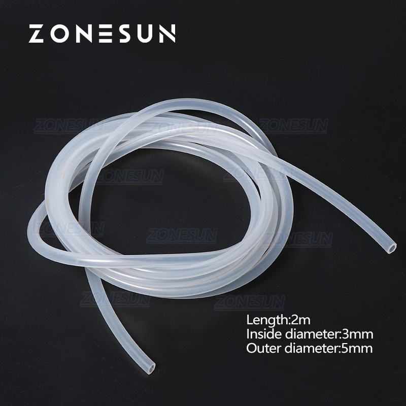 ZONESUN PJ-GZ3 Longitud 2 m Diámetro interior 3 mm Tubo de silicona Manguera de goma para máquina de llenado