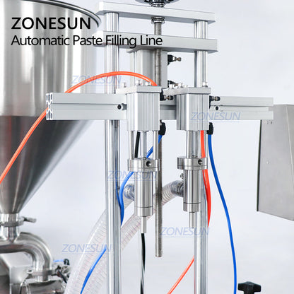 ZONESUN ZS-FAL180R9 Full Automatic 2 Heads Paste Round Bottle Filling Capping Labeling Machine