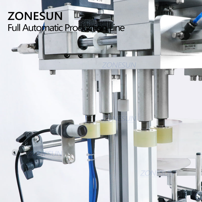 Máquina de rotulagem de garrafas redondas ZONESUN Desktop 4 bicos de enchimento de líquido e posicionamento